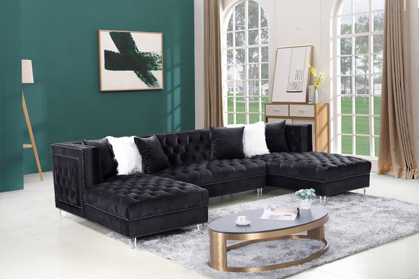 Sofa Sectional with dual chaise in Velvet Fabric.