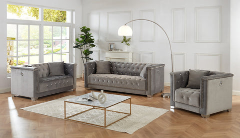 Sofa set in velvet fabrics.