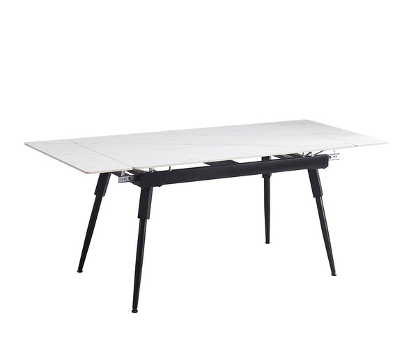 Ensemble de table à manger extensible en pierre frittée avec plateau en marbre blanc. T-1818 C-1817 