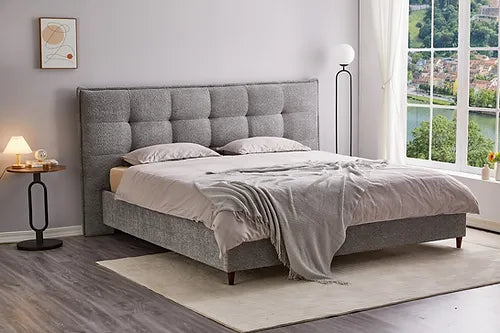 Platform Bed with Extra wide Upholstered Headboard