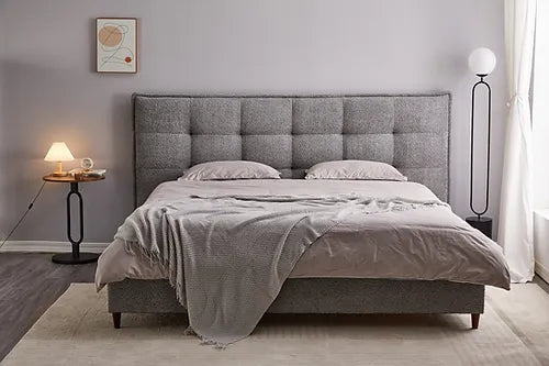 Platform Bed with Extra wide Upholstered Headboard