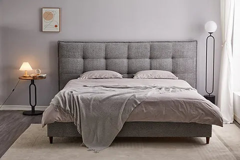 Platform Bed with Extra wide Upholstered Headboard