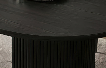 Oval Dining Table Top in Midnight Black with Cream textured fabric