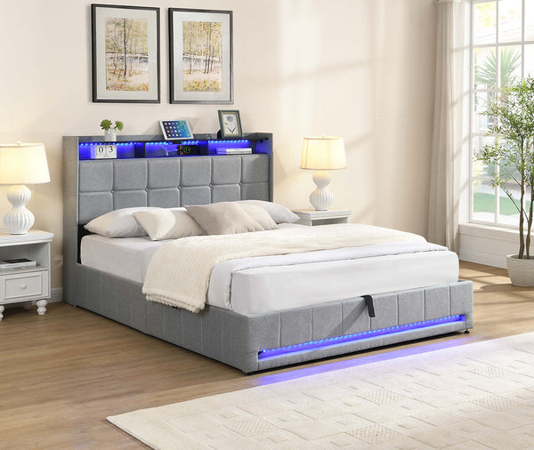 Hydraulic lift Storage beds with LED Head and Foot. IF5403.5404