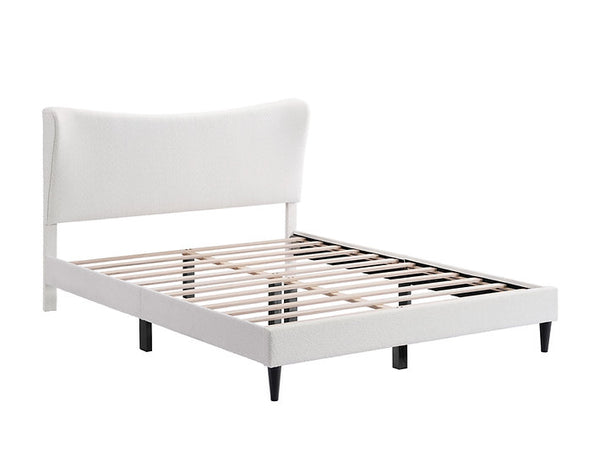 Contemporary Style Bed with Elegant Curved Headboard with Subtle Winged Sides
