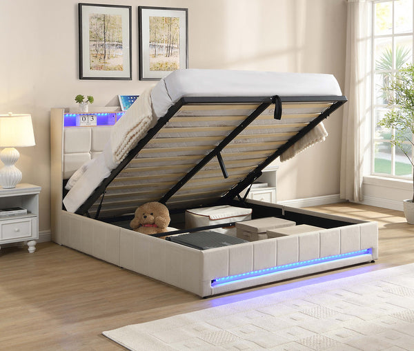 Hydraulic lift Storage beds with LED Head and Foot. IF5403.5404