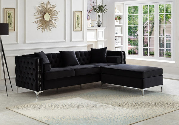 Sofa Sectional Reversible in Velvet Fabric.