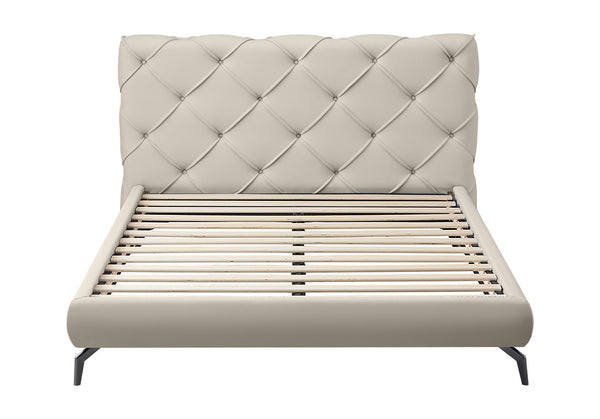 Plat form Bed with Diamond pattern stitch wide headboard.