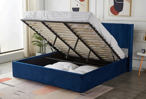 Hydraulic Lift-Up Storage Bed  In Velvet Fabrics Oliver