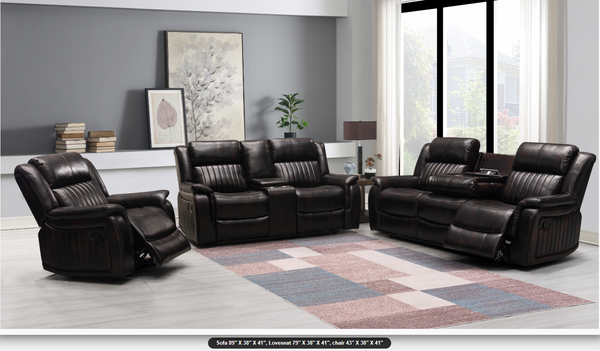 Omega Maple Smoked Leather Recliner sets 3 pcs set