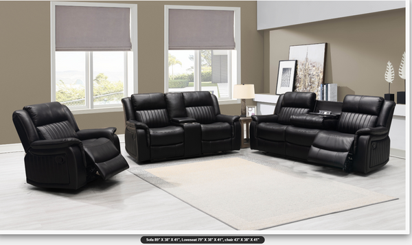 Omega Maple Smoked Leather Recliner sets 3 pcs set