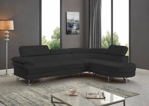 Sectional Sofa with adjustable headrest and round chaise in PU Leather