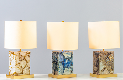 Agate Stone Style Table Lamp with gold metal base