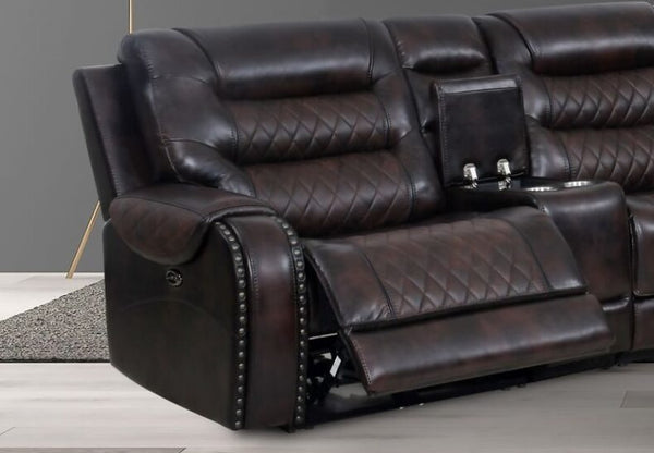 Sectional Power Recliner with Two tone high grade leather.